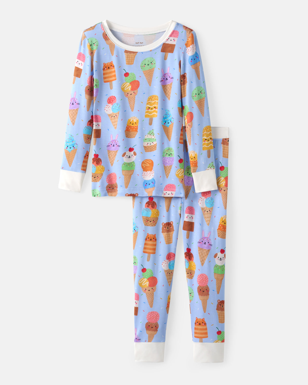 Flat lay of the Scoop Squad Two-Piece Pajama Set