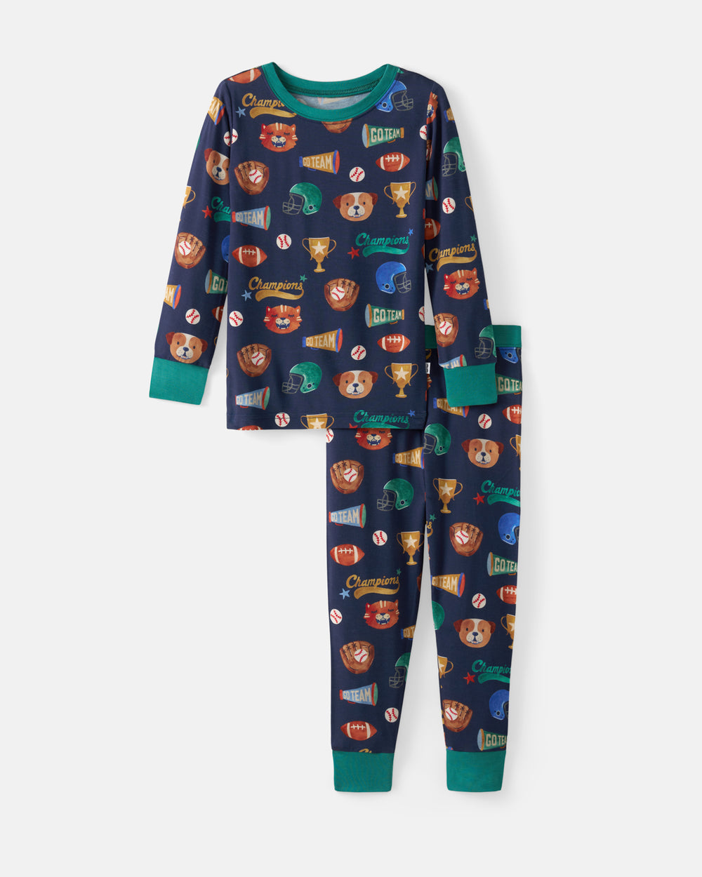 Flat lay of the Team Spirit Two-Piece Pajama Set