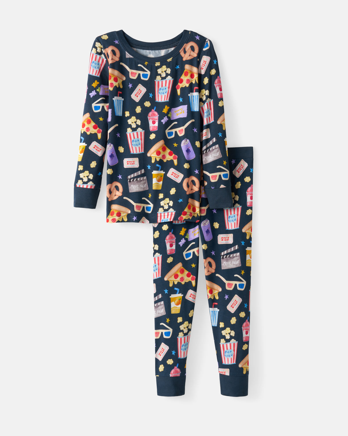 Flat lay of the Movie Marathon Two-Piece Pajama Set