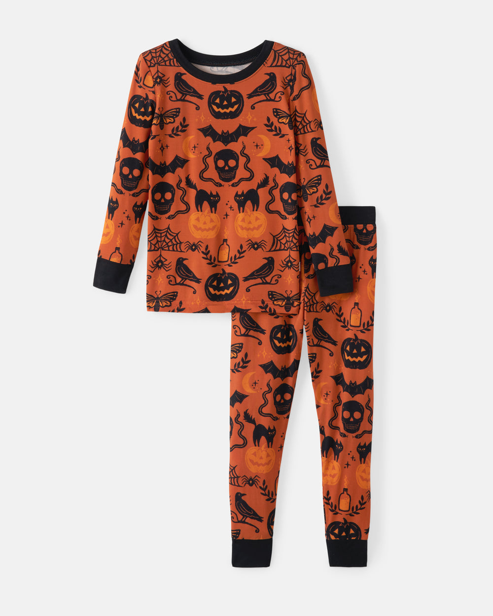 Flat lay of the Midnight Mischief Two-Piece Pajama Set
