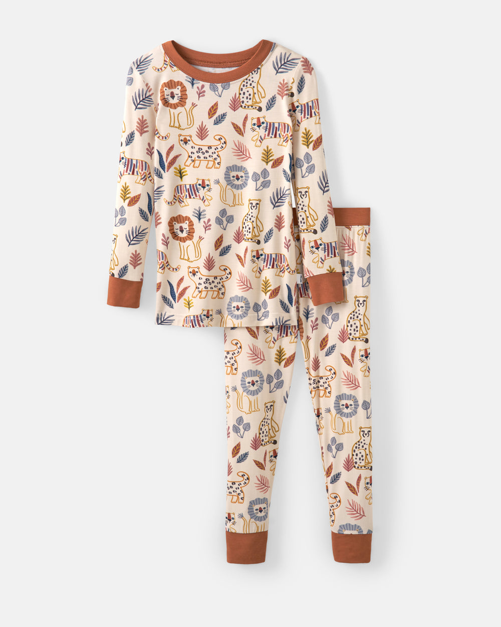 Flat lay of the Savanna Friends Two-Piece Pajama Set