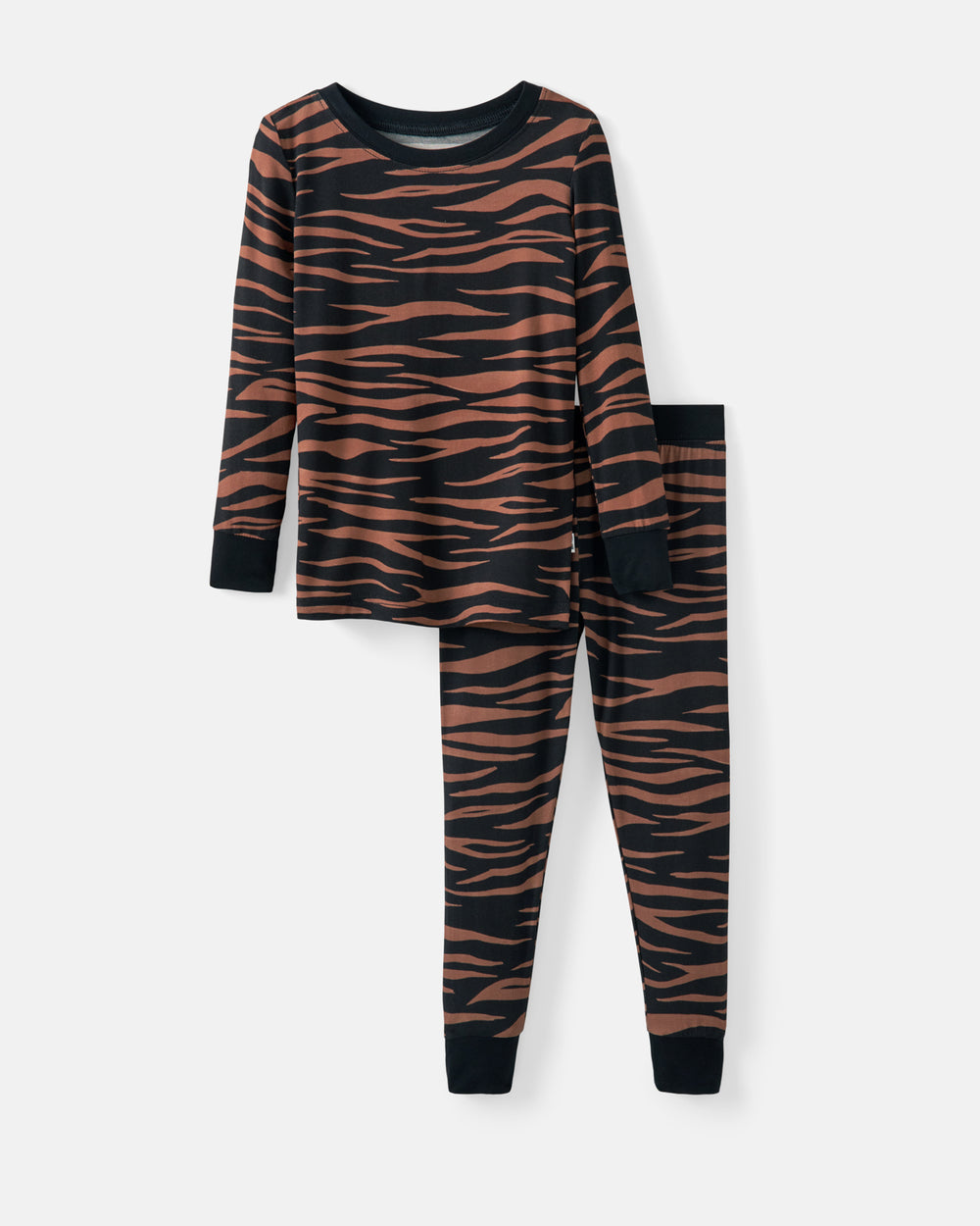Flat lay of the Wild Stripes Two-Piece Pajama Set