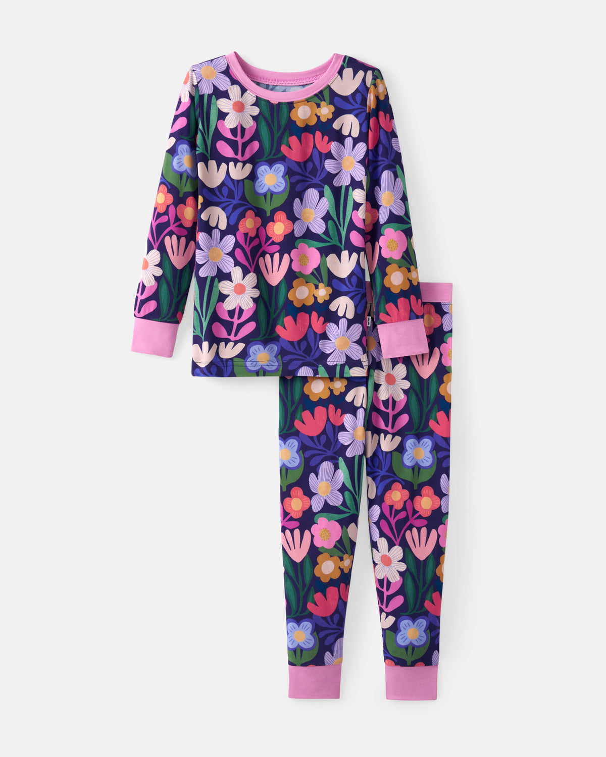 Flat lay of the Wild Garden Two-Piece Pajama Set