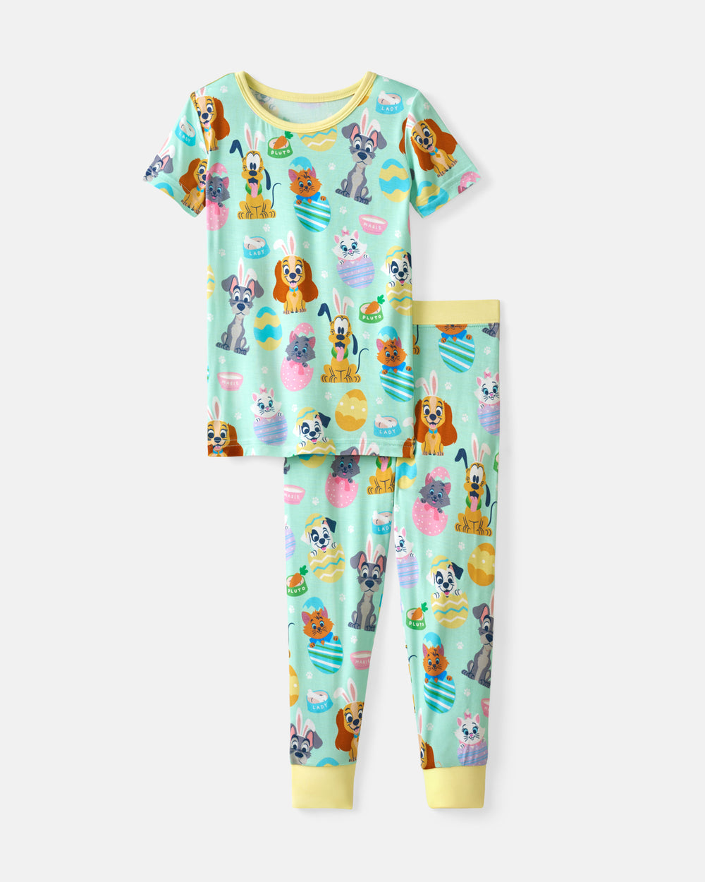 Flat lay of the Disney Peekaboo Pets Two-Piece Short Sleeve Pajama Set