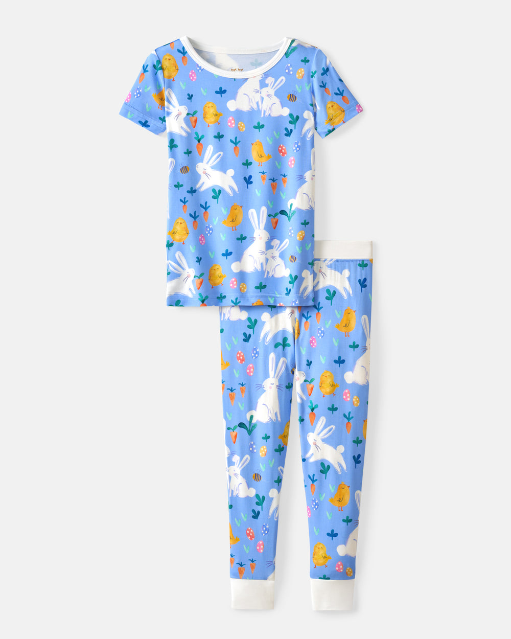 Flat lay of the Bunny Patch Two-Piece Short Sleeve Pajama Set