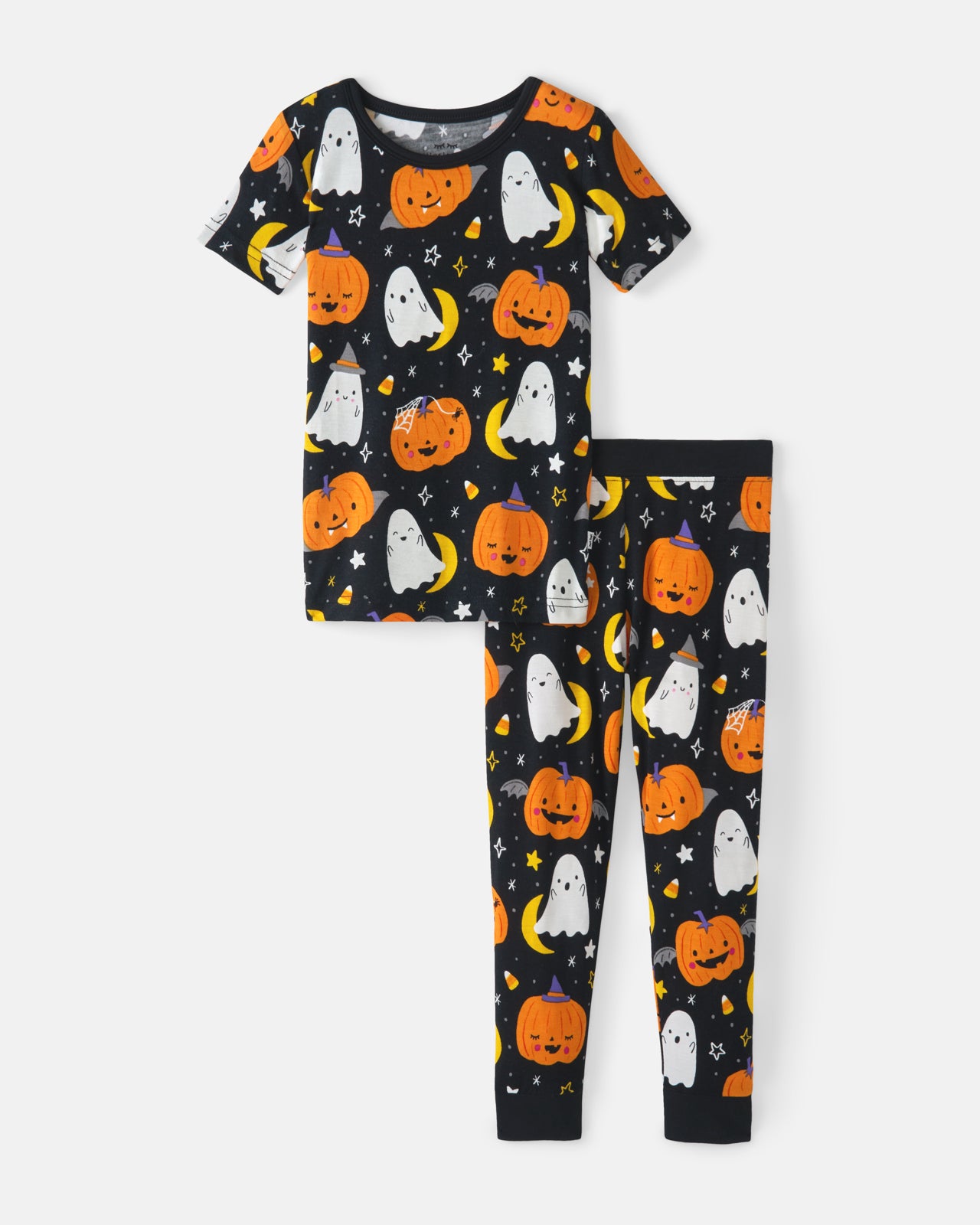 Flat lay of the Moonlit Magic Two-Piece Short Sleeve Pajama Set