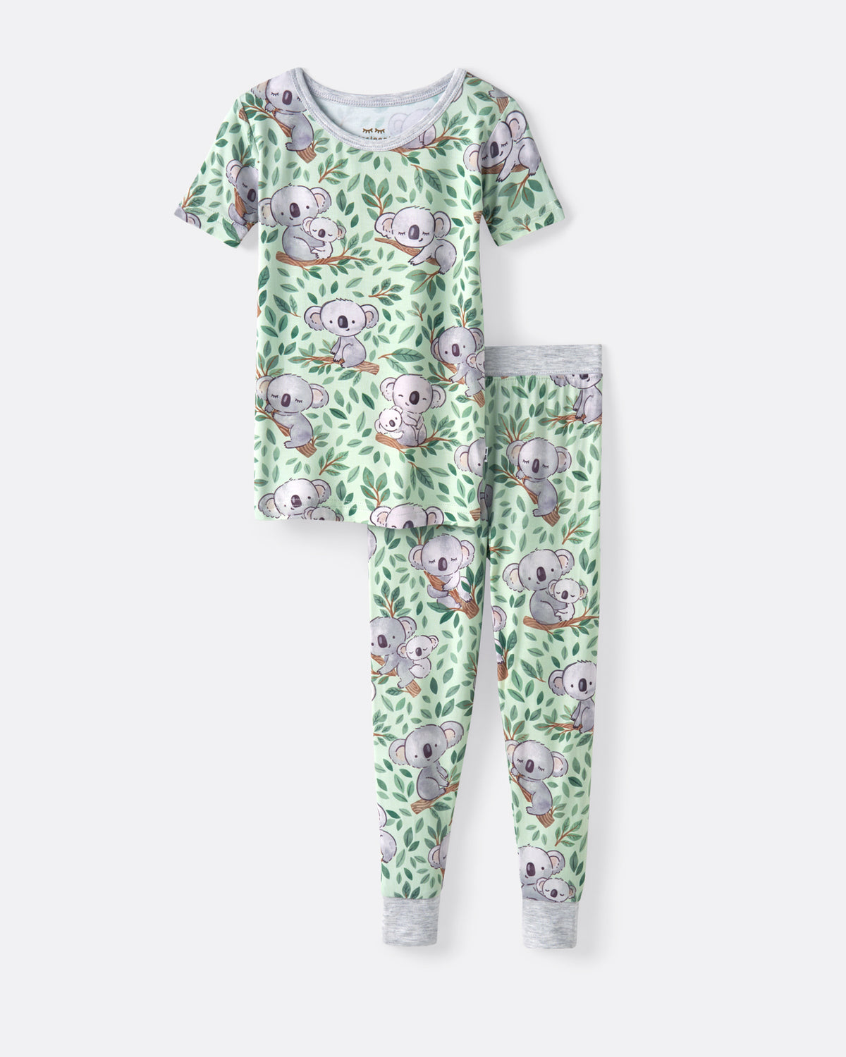 Flat lay of the Koala Cuddles Two-Piece Short Sleeve & Pants Pajama Set