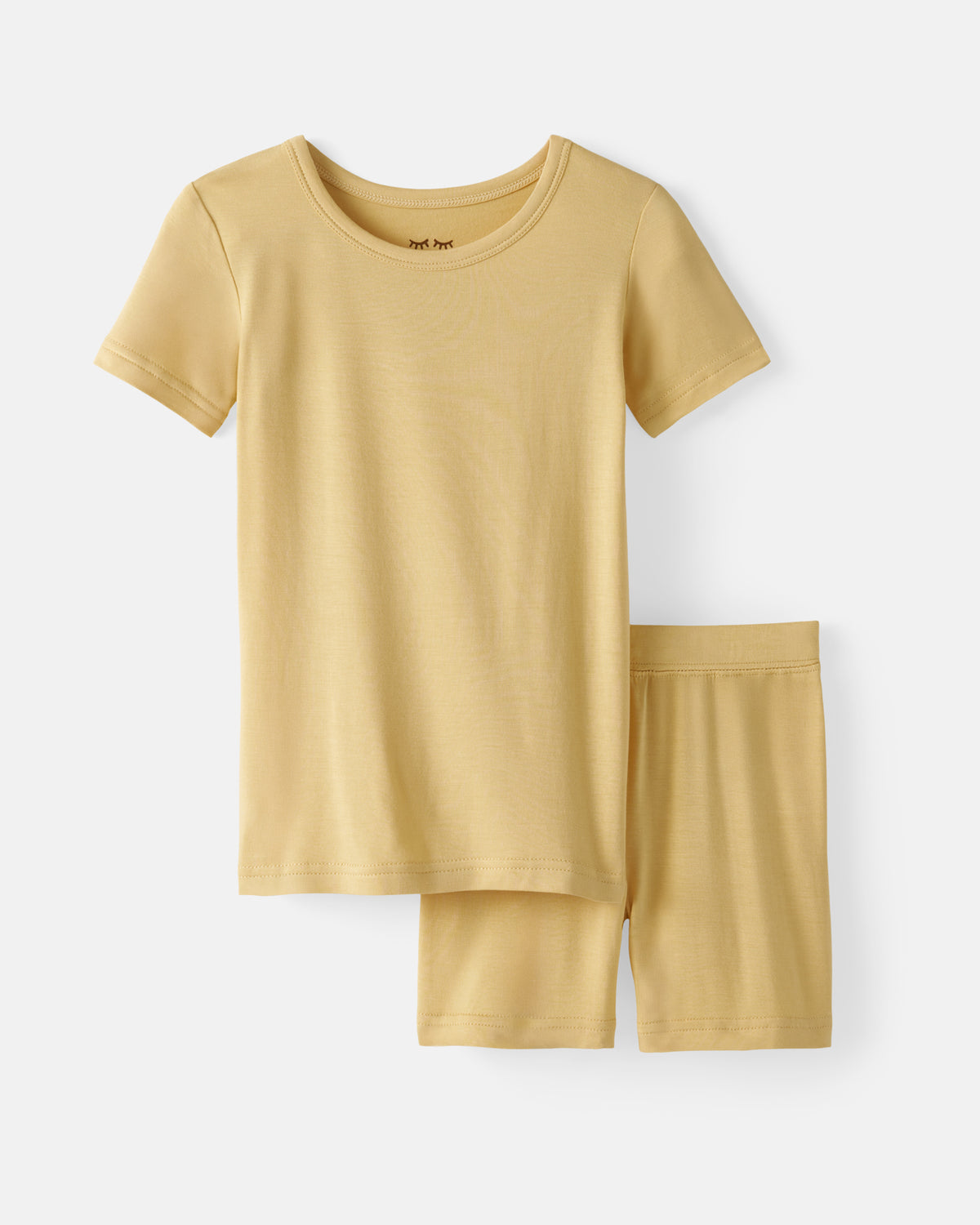 Flat lay of the Sunglow Two-Piece Short Sleeve & Shorts Pajama Set