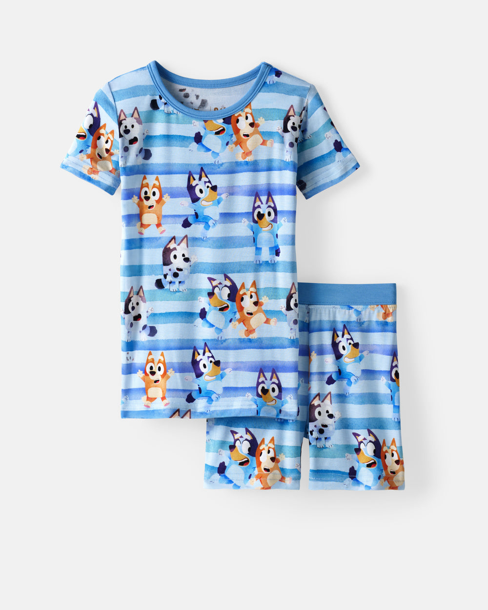Flat lay of the Bluey Dance All Day Two-Piece Short Sleeve & Shorts Pajama Set