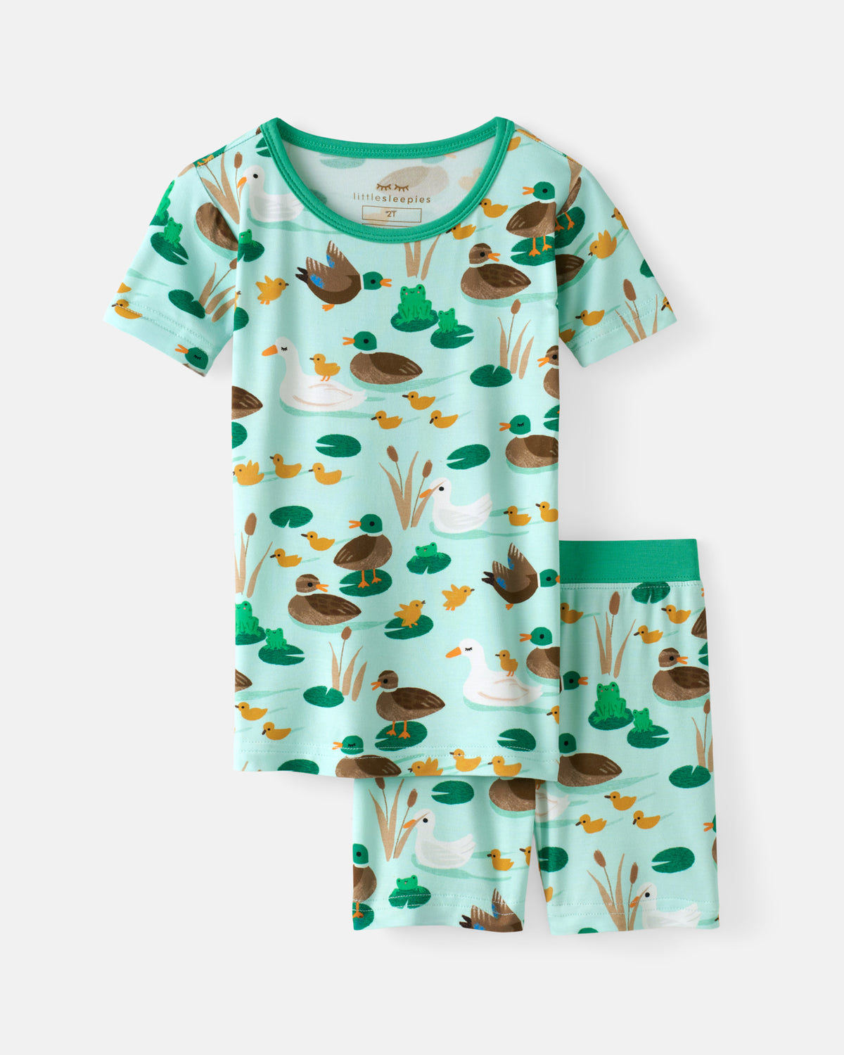 Flat lay of the Puddle Jumpers Two-Piece Short Sleeve & Shorts Pajama Set