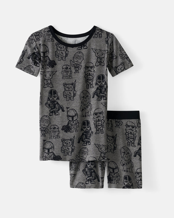 Flat lay of the Star Wars Far, Far, Away Friends Two-Piece Short Sleeve & Shorts Pajama Set
