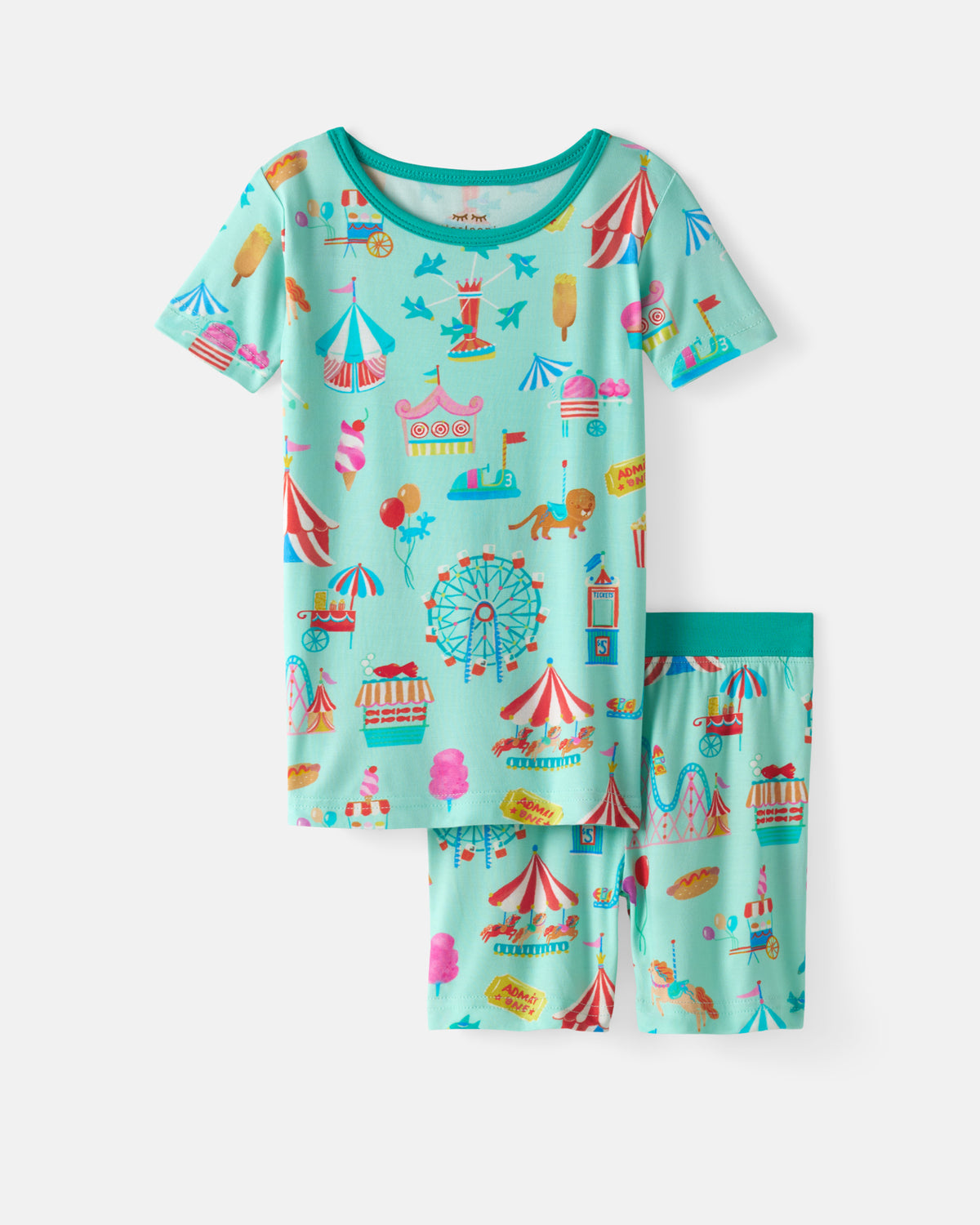 Flat lay of the Fizzy Fair Two-Piece Short Sleeve & Shorts Pajama Set