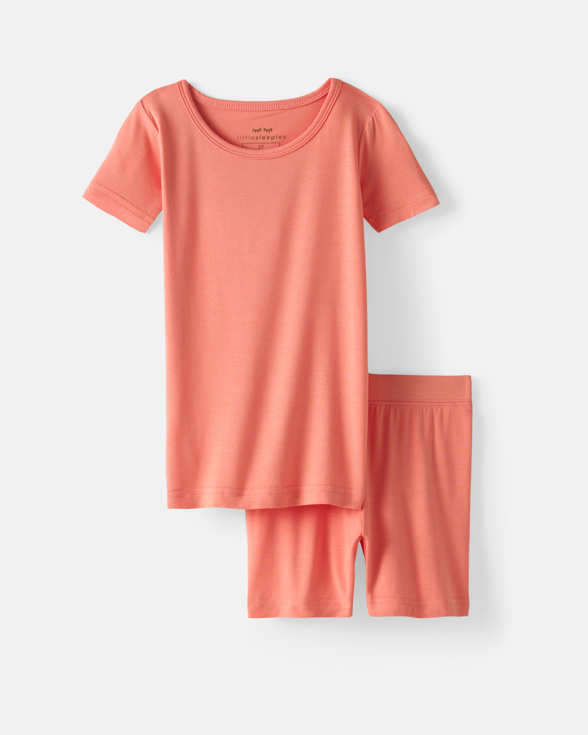 Flat lay of the Sweet Papaya Two-Piece Short Sleeve & Shorts Pajama Set