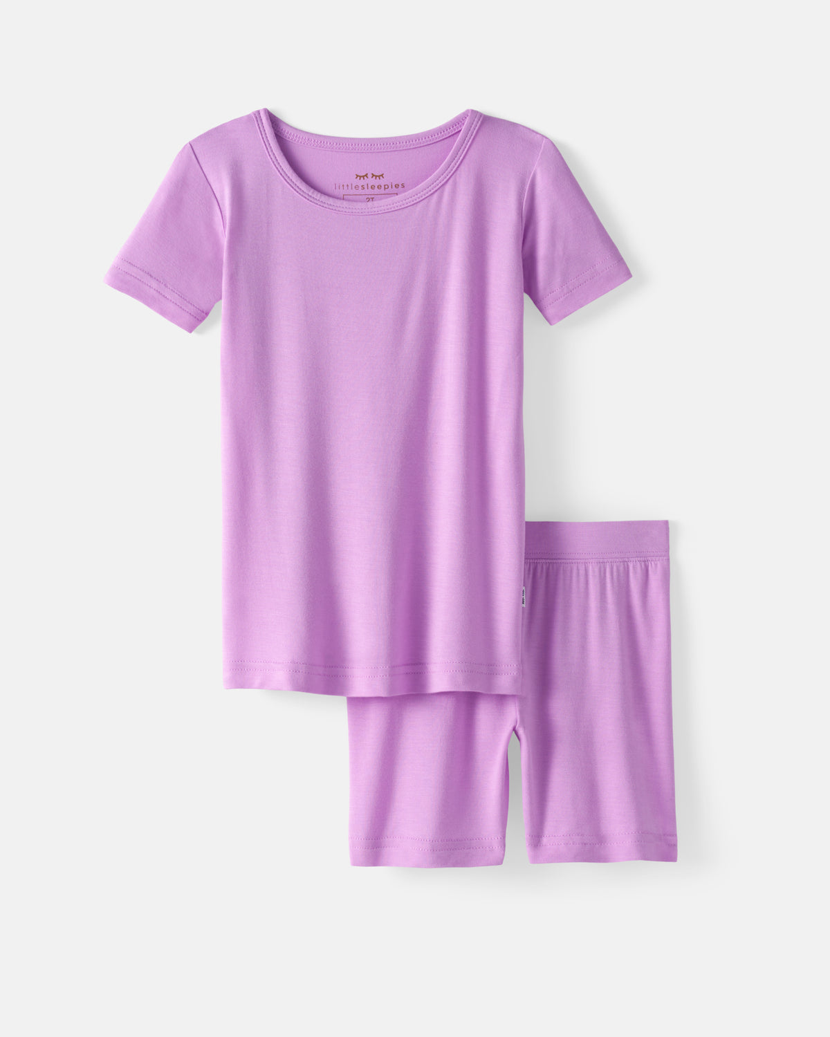 Flat lay of the Soft Wisteria Two-Piece Short Sleeve & Shorts Pajama Set