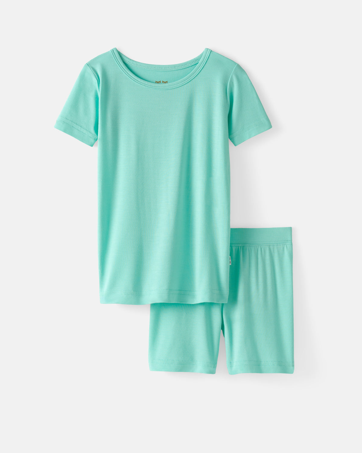Flat lay of the Ocean Mist Two-Piece Short Sleeve & Shorts Pajama Set