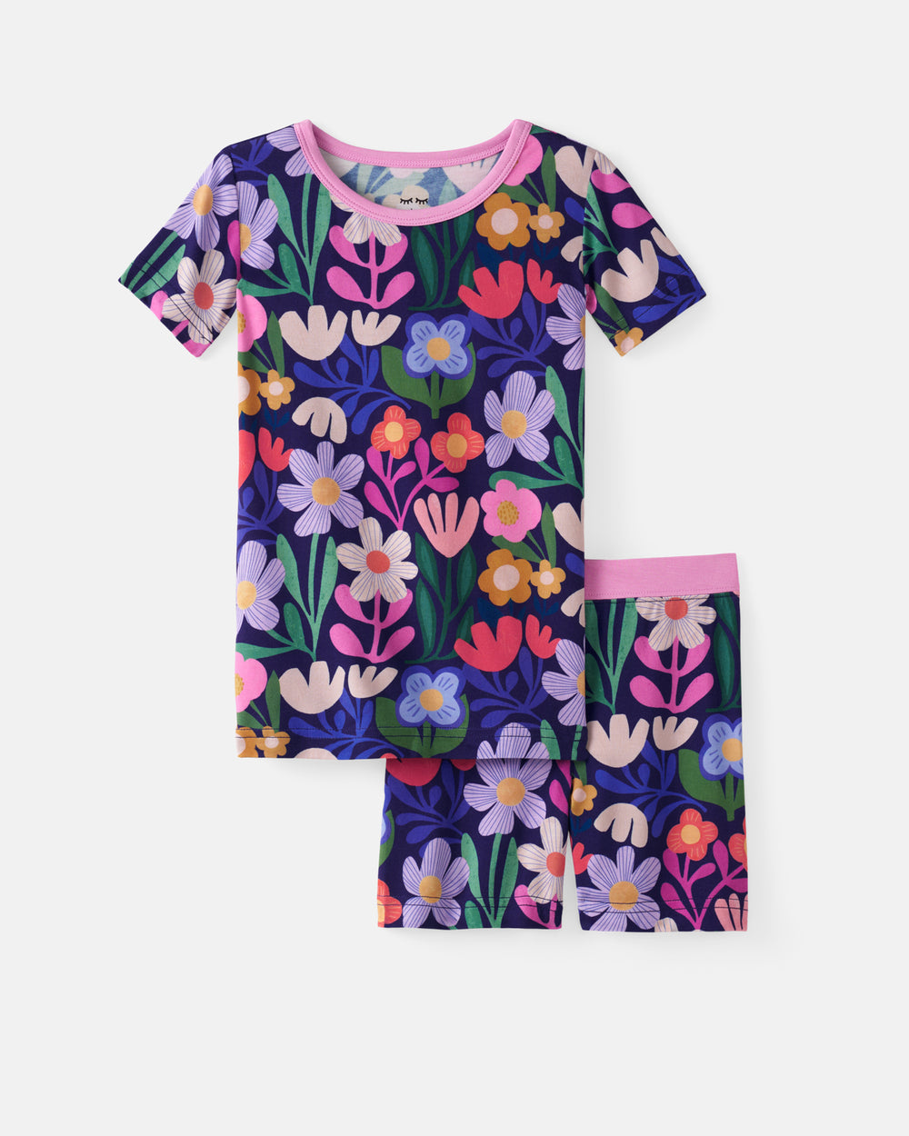 Flat lay of the Wild Garden Two-Piece Short Sleeve & Shorts Pajama Set