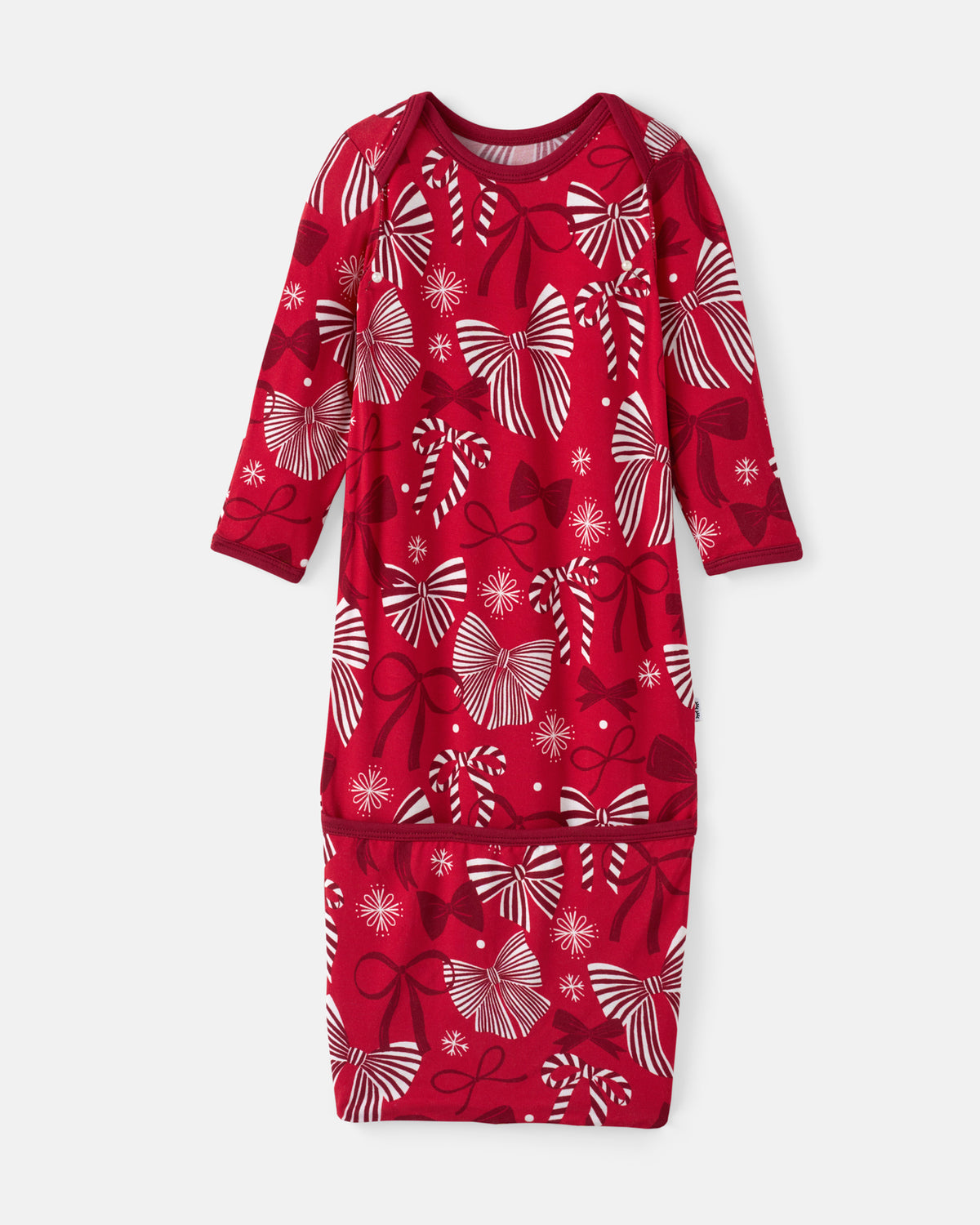 Flat lay of the Holiday Bows Infant Gown