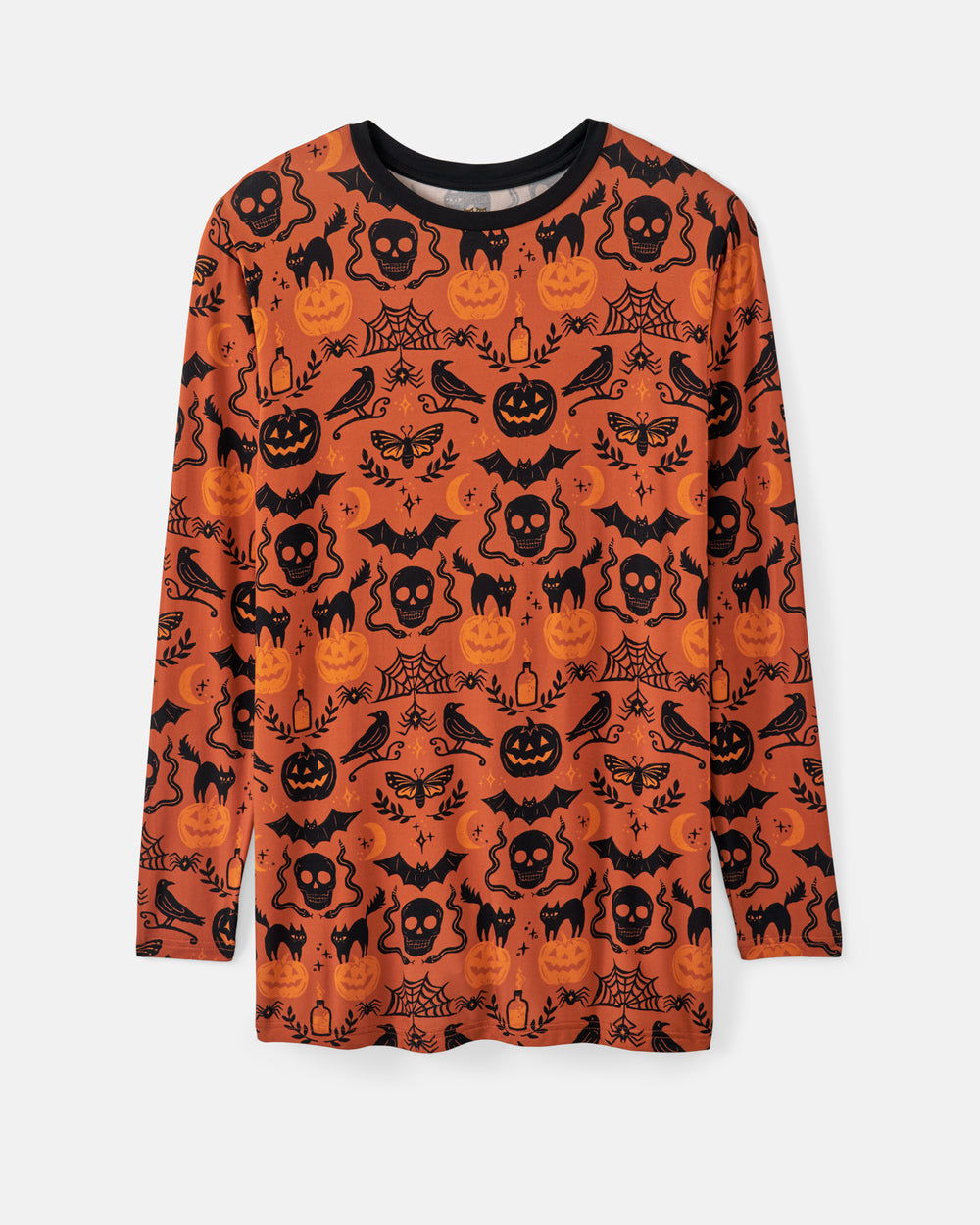 Flat lay of the Midnight Mischief Men's Long Sleeve Pajama Top