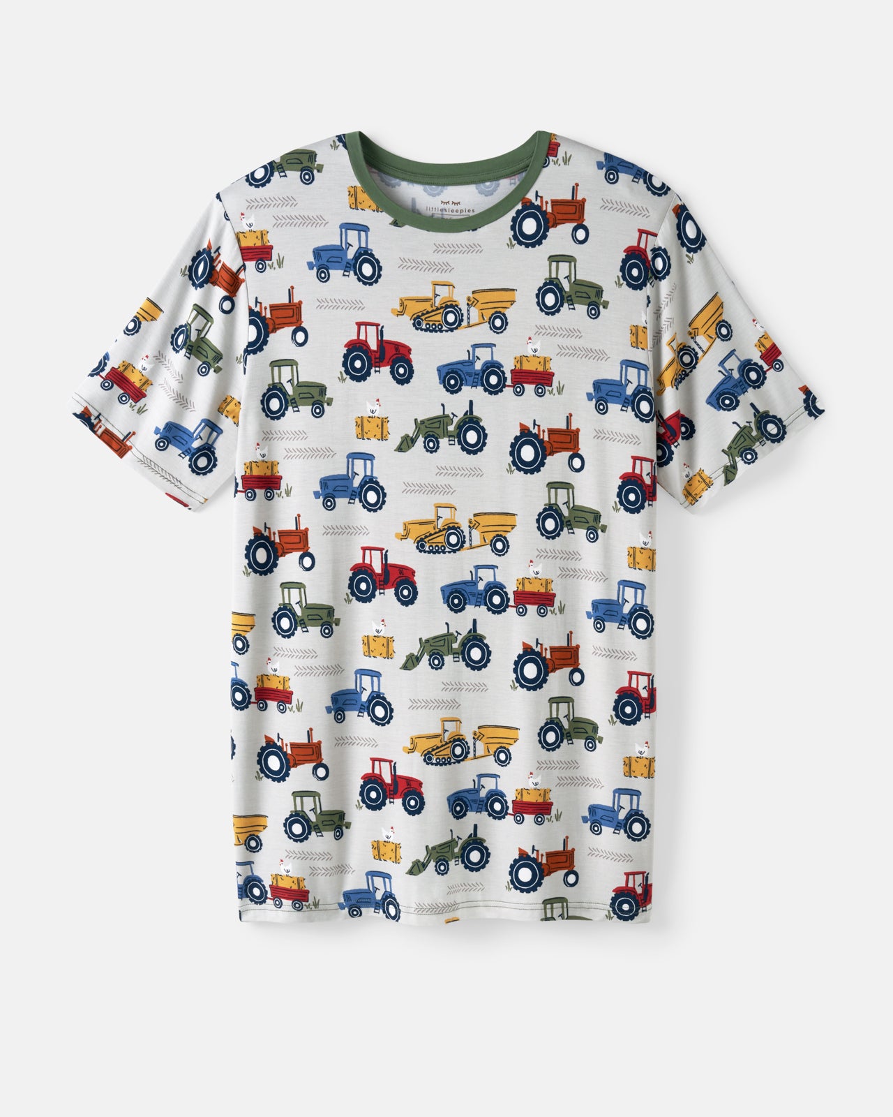 Flat lay of the Tractor Tales Men's Short Sleeve Pajama Top