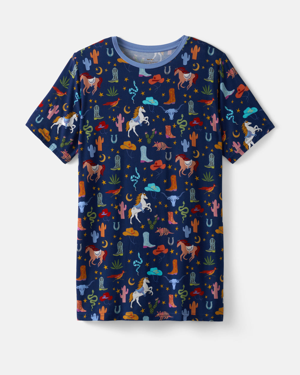 Flat lay of the Blue Rancher Roundup Men's Short Sleeve Pajama Top