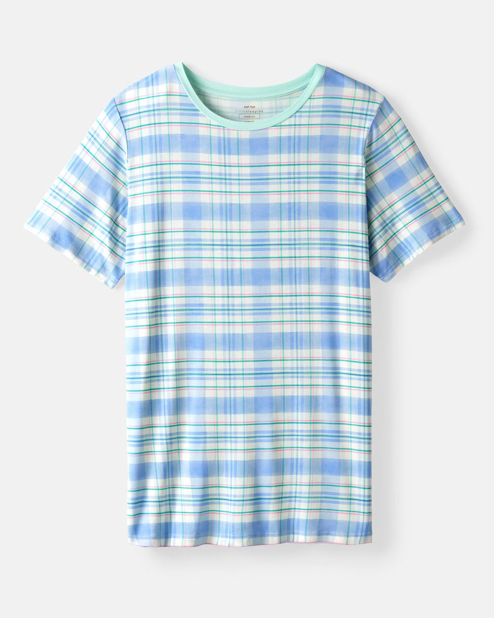 Flat lay of the Springtime Plaid Men's Short Sleeve Pajama Top