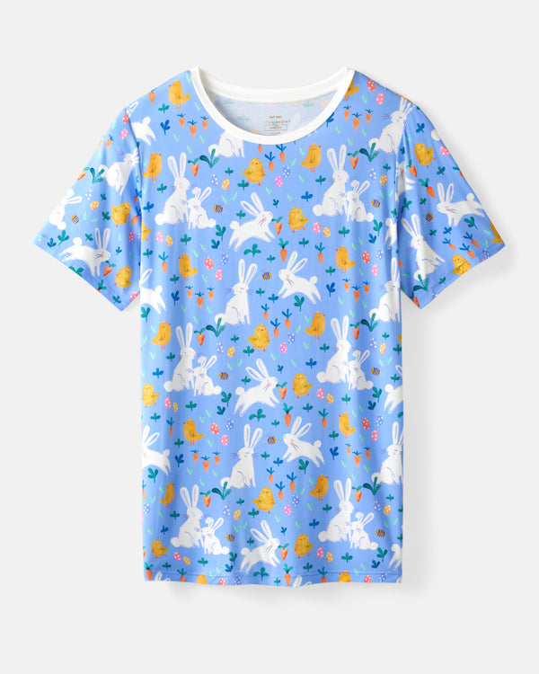 Flat lay of the Bunny Patch Men's Short Sleeve Pajama Top