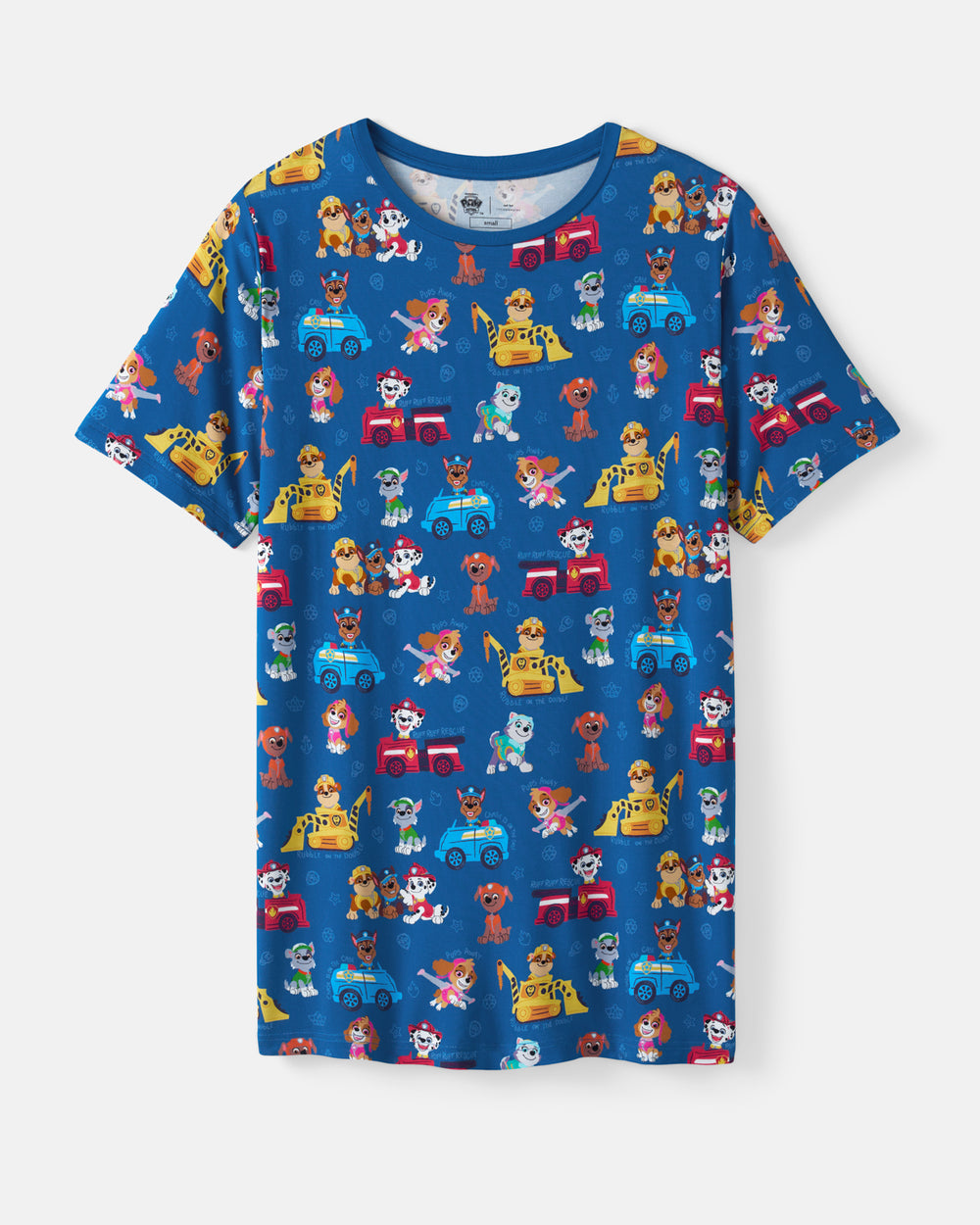 Flat lay of the PAW Patrol Adventure Bay Heroes Men's Short Sleeve Pajama Top