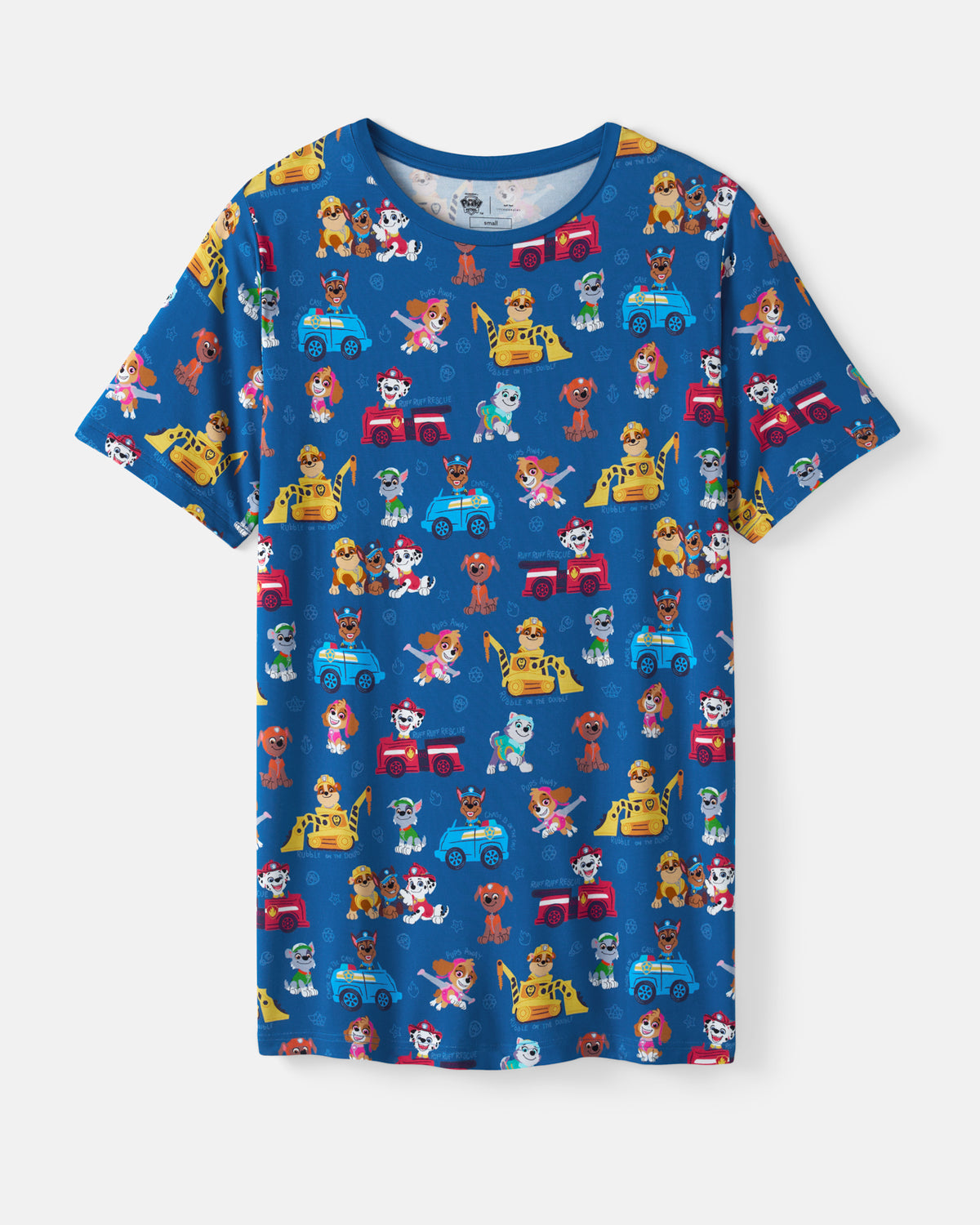 Flat lay of the PAW Patrol Adventure Bay Heroes Men's Short Sleeve Pajama Top