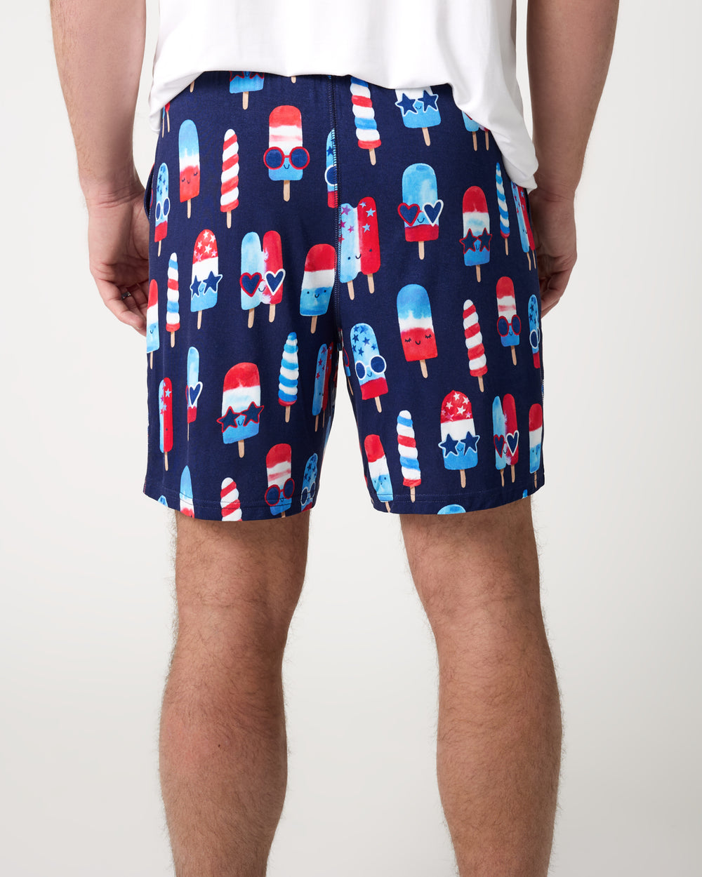 Back view of man wearing the Sparkle Treats Men's Pajama Shorts