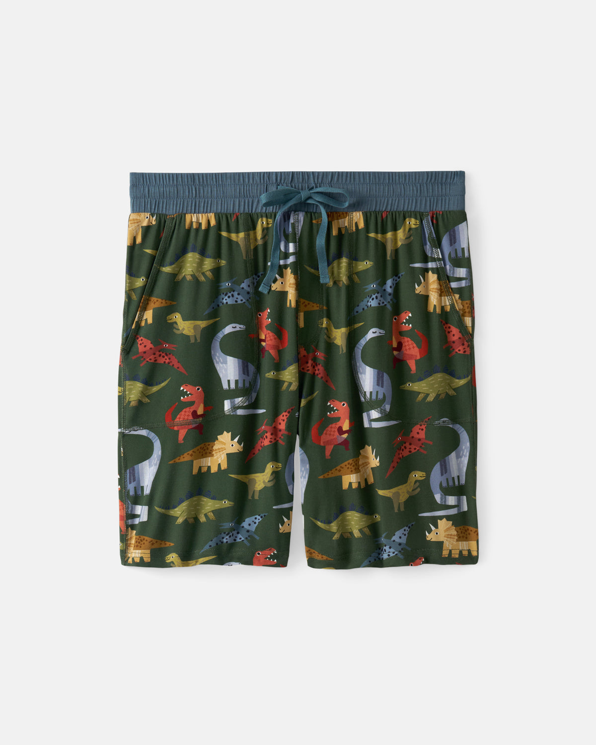 Flat lay of the Green Roar & Explore Men's Pajama Shorts