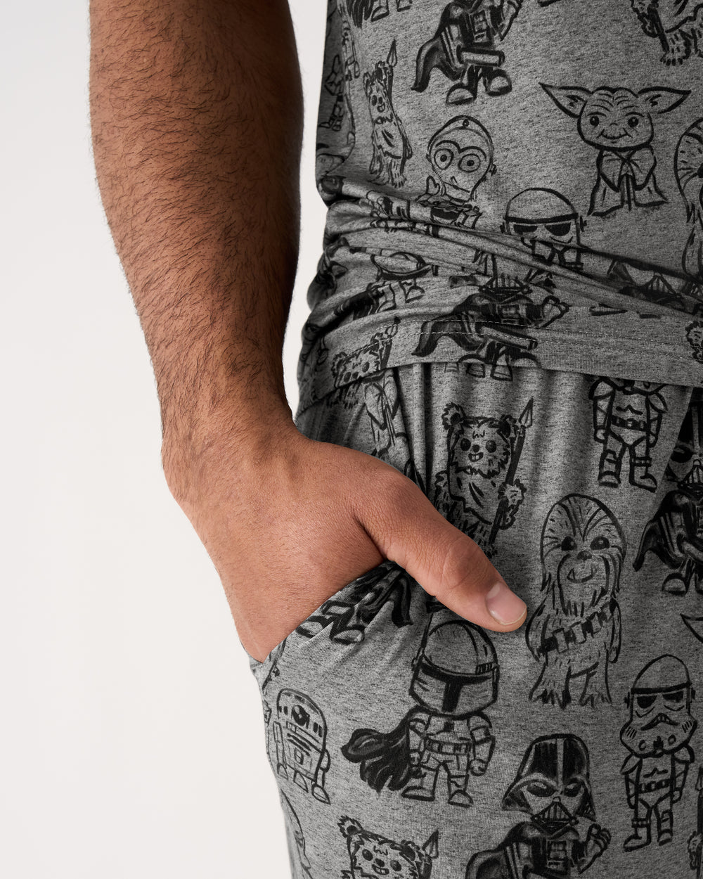 Close up of the pocket detail on the Star Wars Far, Far, Away Friends Men's Pajama Pants