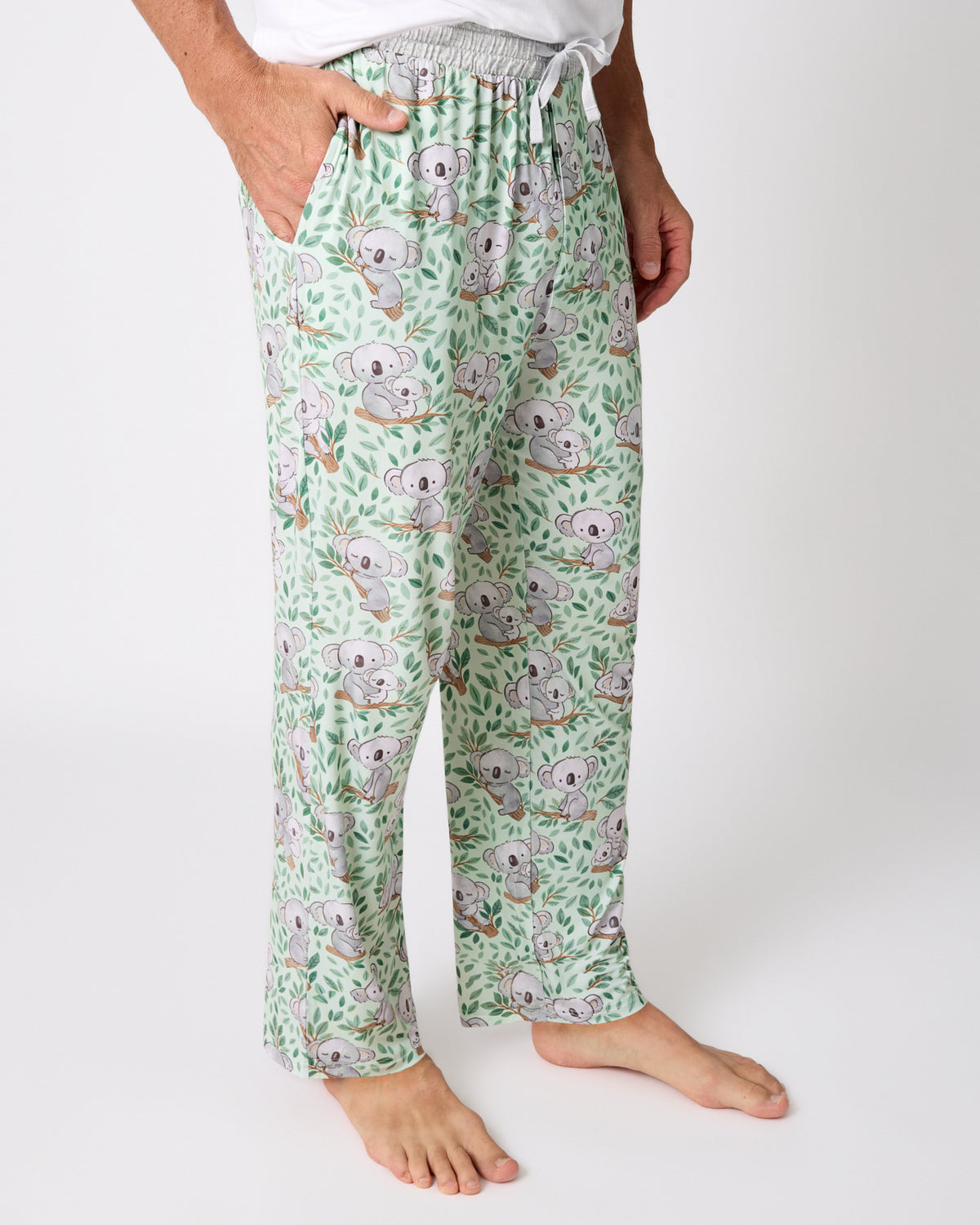 Man wearing the Koala Cuddles Men's Pajama Pants