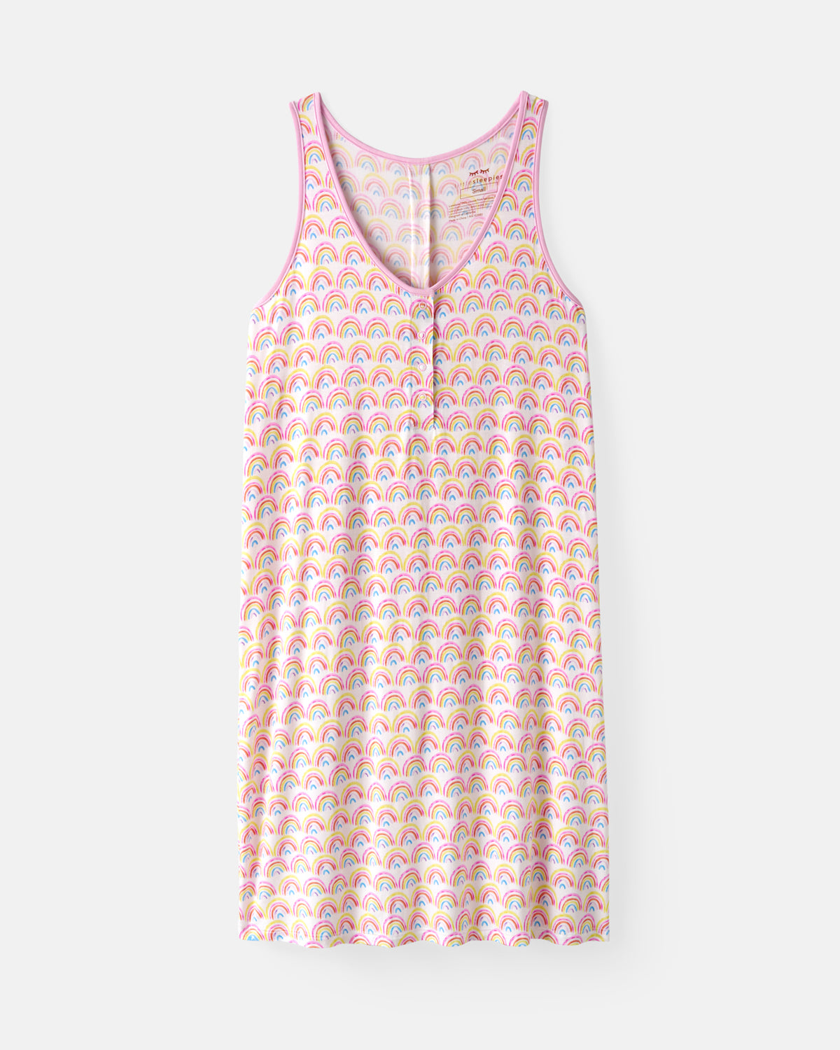 Flat lay of the Pastel Rainbows Women's Tank Nightgown