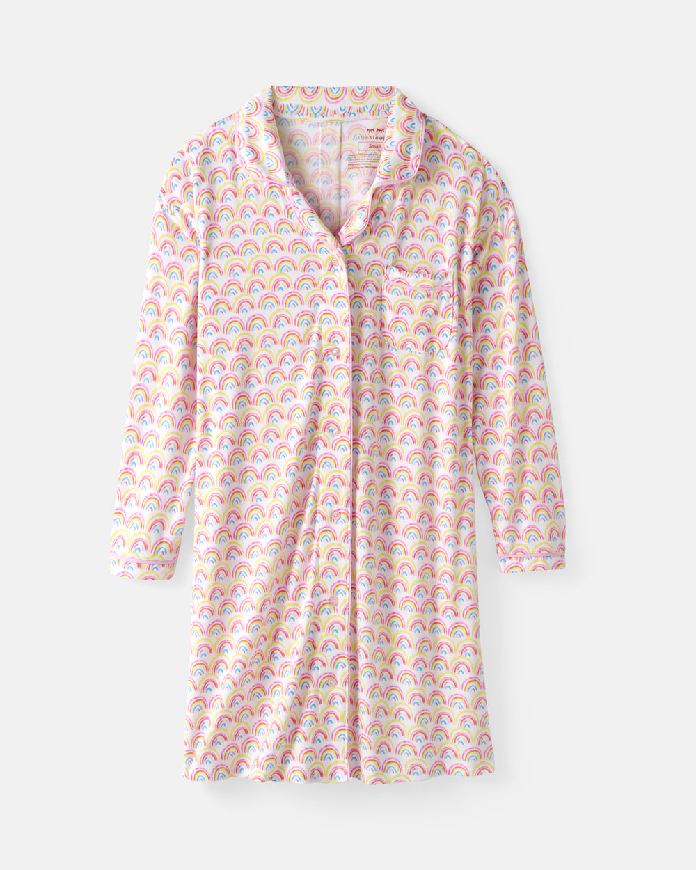 Flat lay of the Pastel Rainbows Women's Long Sleeve Sleep Shirt