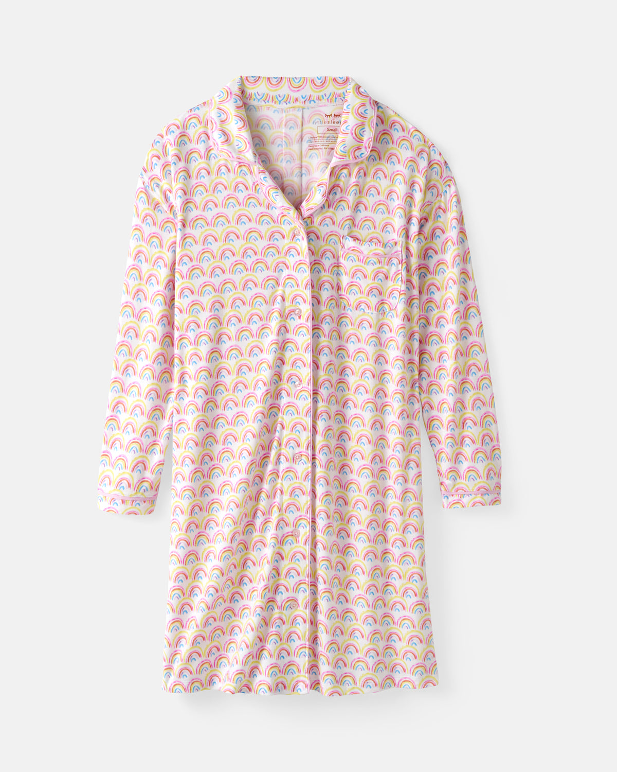 Flat lay of the Pastel Rainbows Women's Long Sleeve Sleep Shirt
