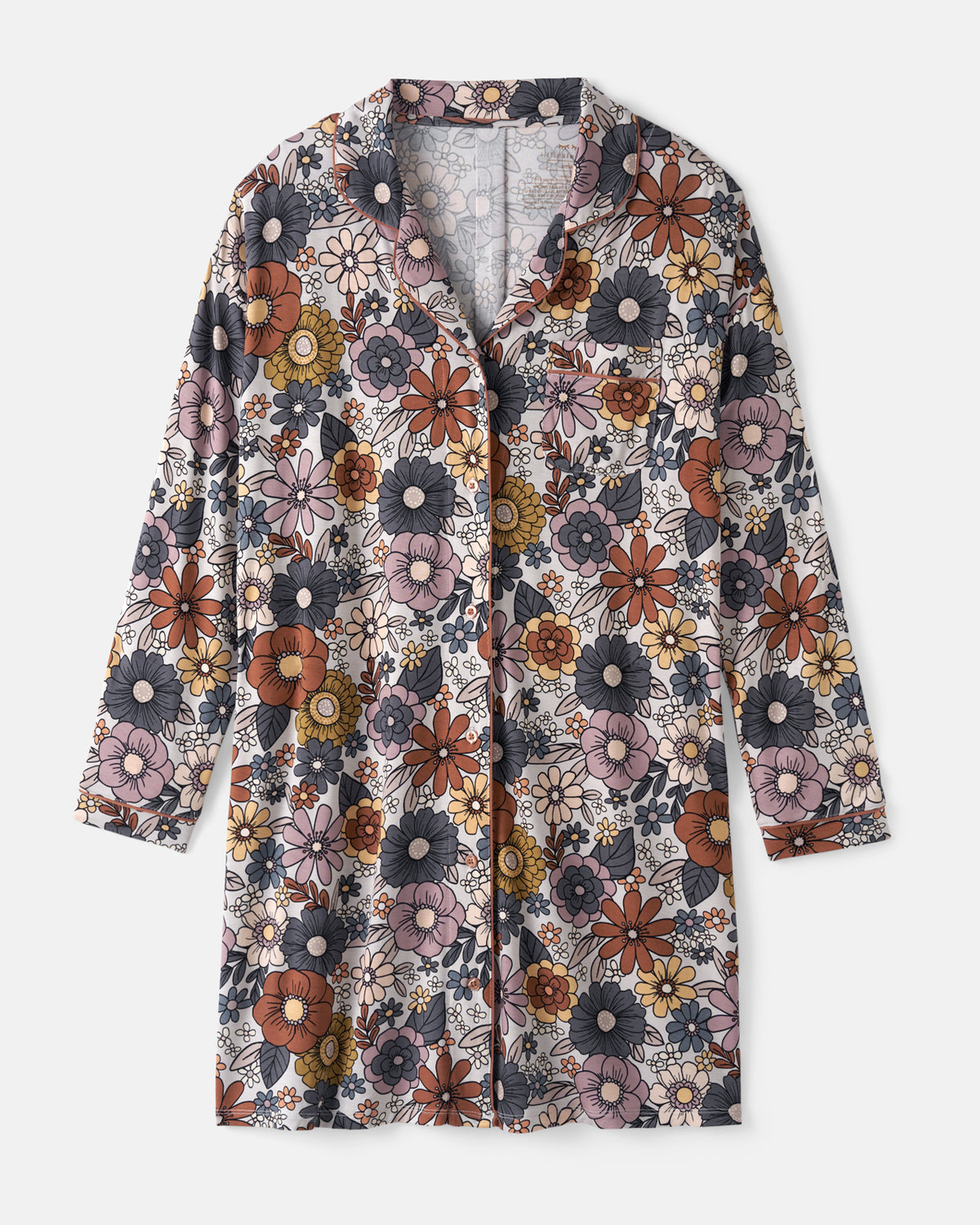 Flat lay of the Wildwood Floral Women's Sleep Shirt