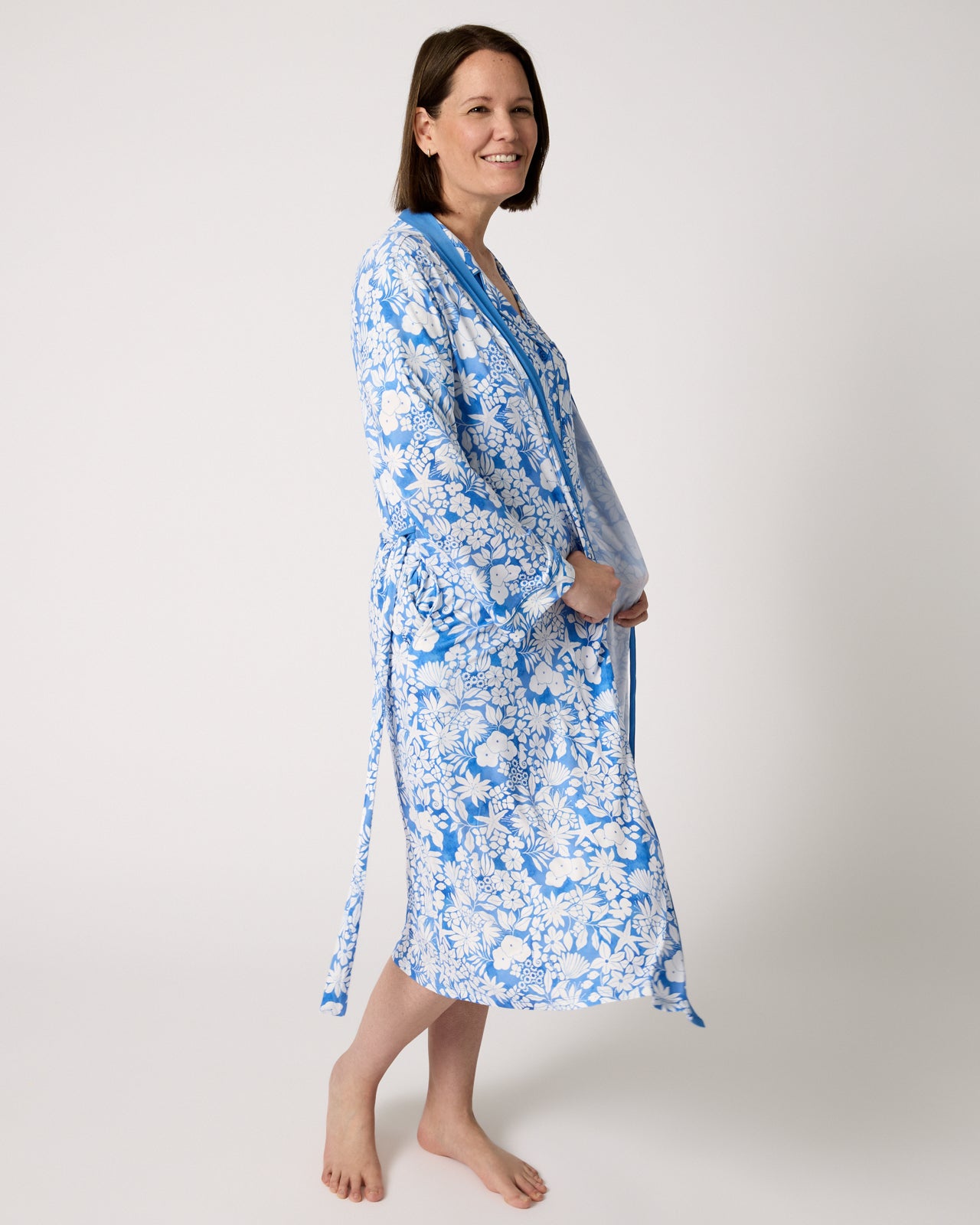 Alternate woman wearing the Azure Garden Women's Robe