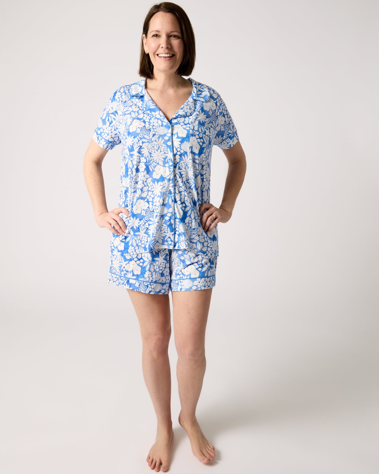 Alternate woman wearing the Azure Garden Women's Pajama Set