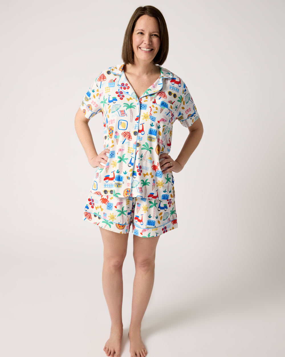 Standing woman wearing the Ciao Bella Women's Pajama Set
