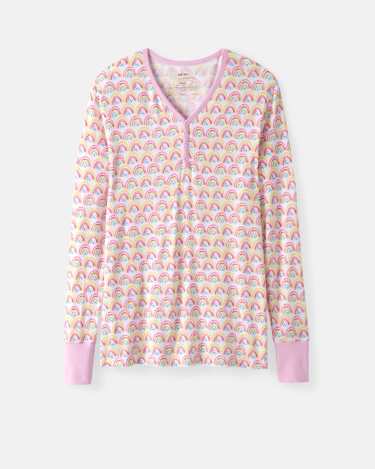 Flat lay of the Pastel Rainbows Women's Pajama Top