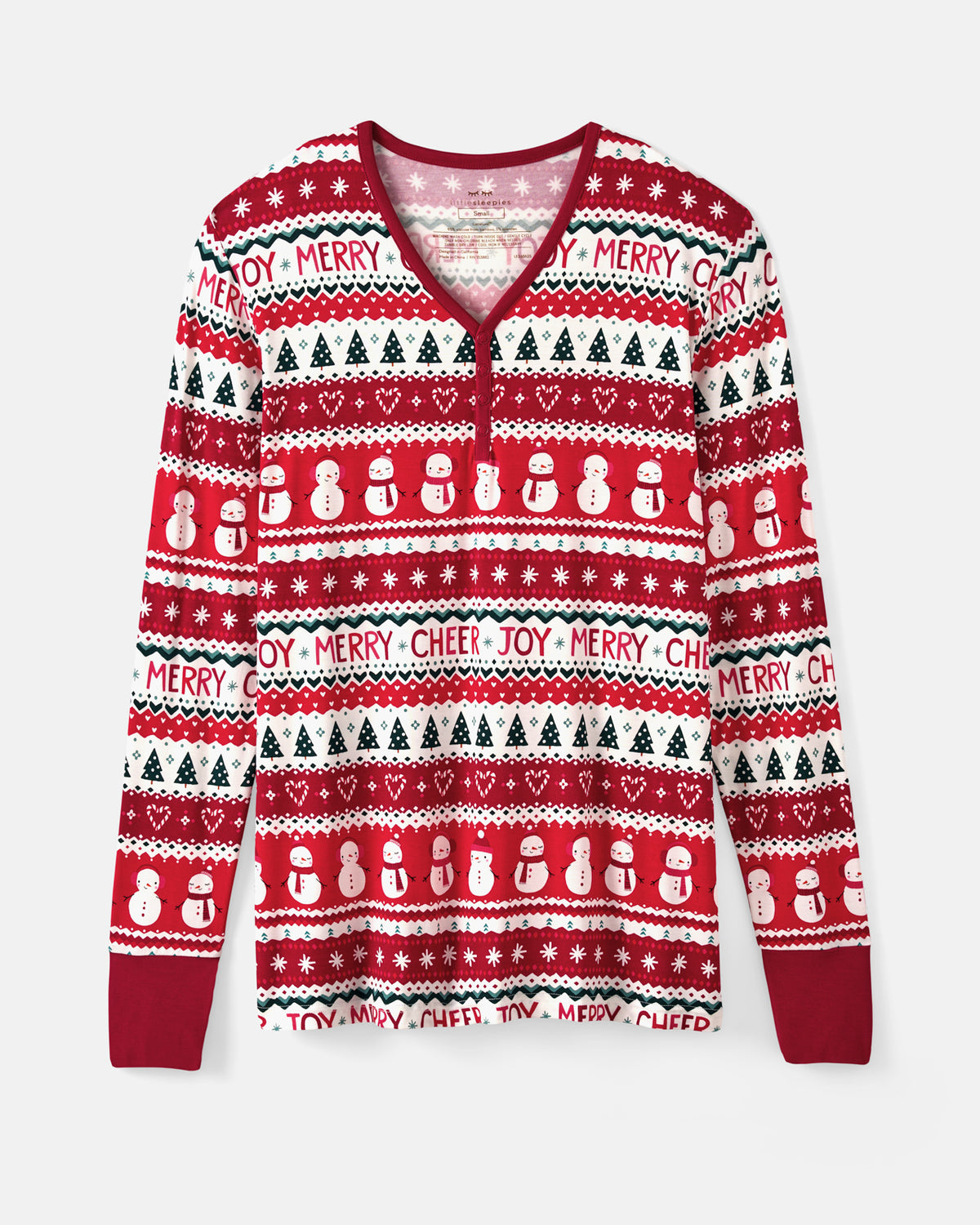 Flat lay of the Festive Fair Isle Women's Pajama Top