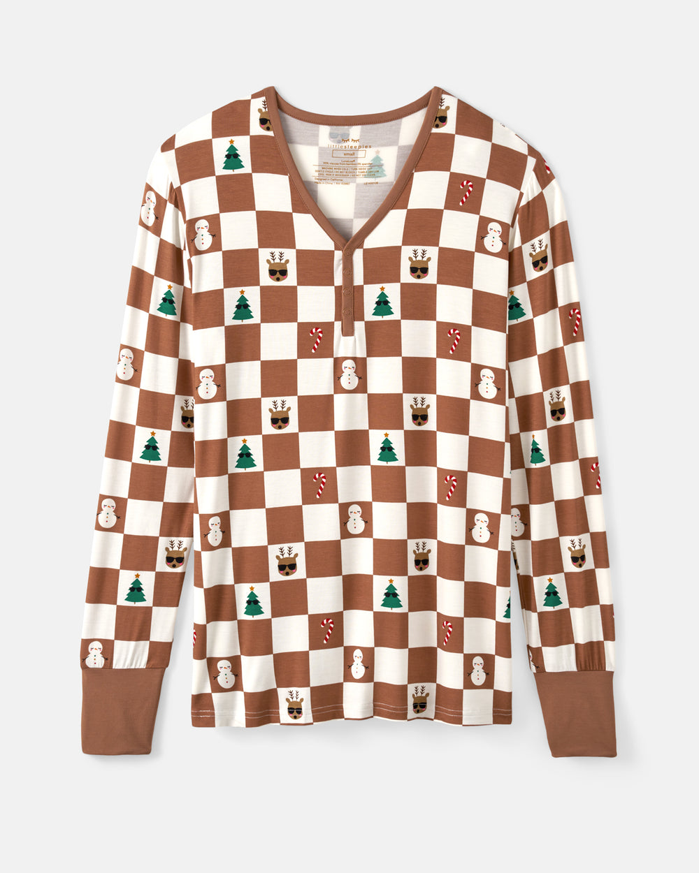 Flat lay of the Holiday Checks Women's Pajama Top