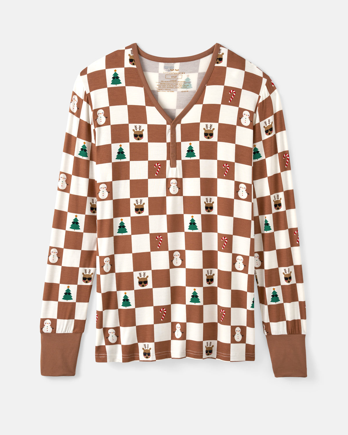 Flat lay of the Holiday Checks Women's Pajama Top