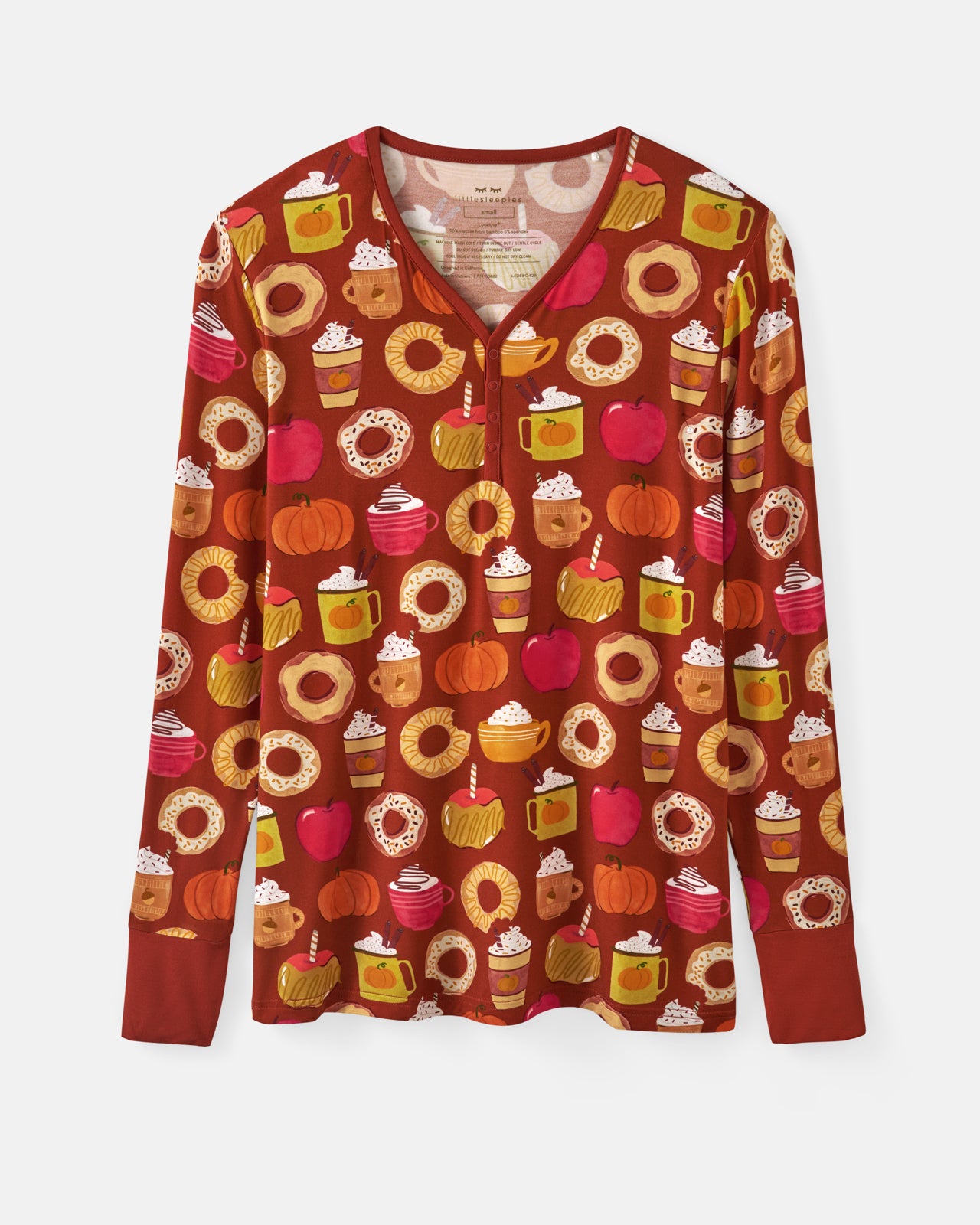 Flat lay of the Harvest Sweets Women's Long Sleeve Pajama Top