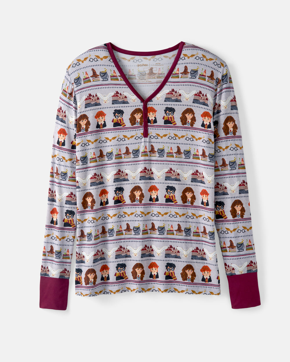Flat lay of the Harry Potter™ Spellbinding Studies Women's Long Sleeve Pajama Top