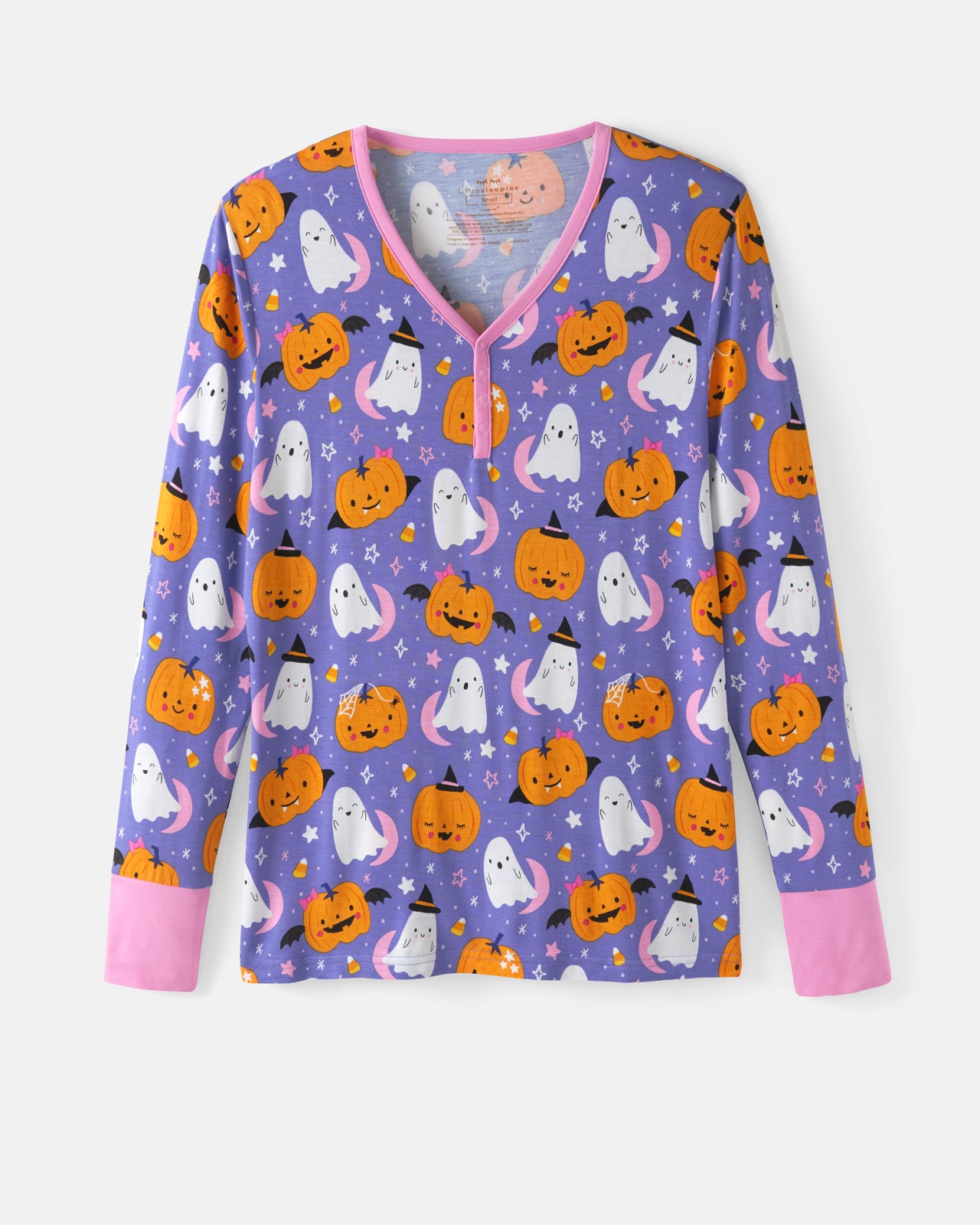 Flat lay of the Moonlit Magic Purple Women's Long Sleeve Pajama Top