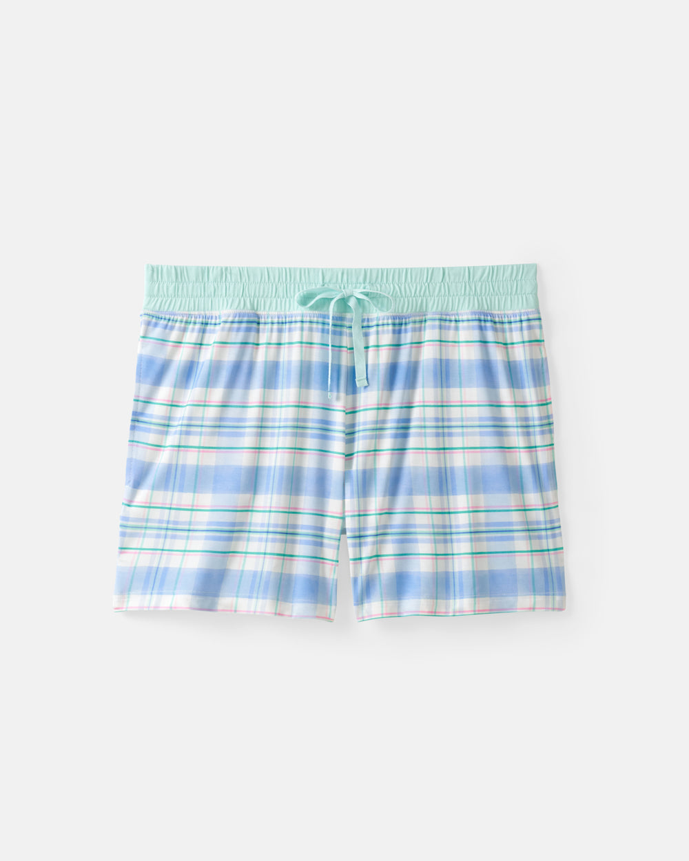 Flat lay of the Springtime Plaid Women's Pajama Shorts