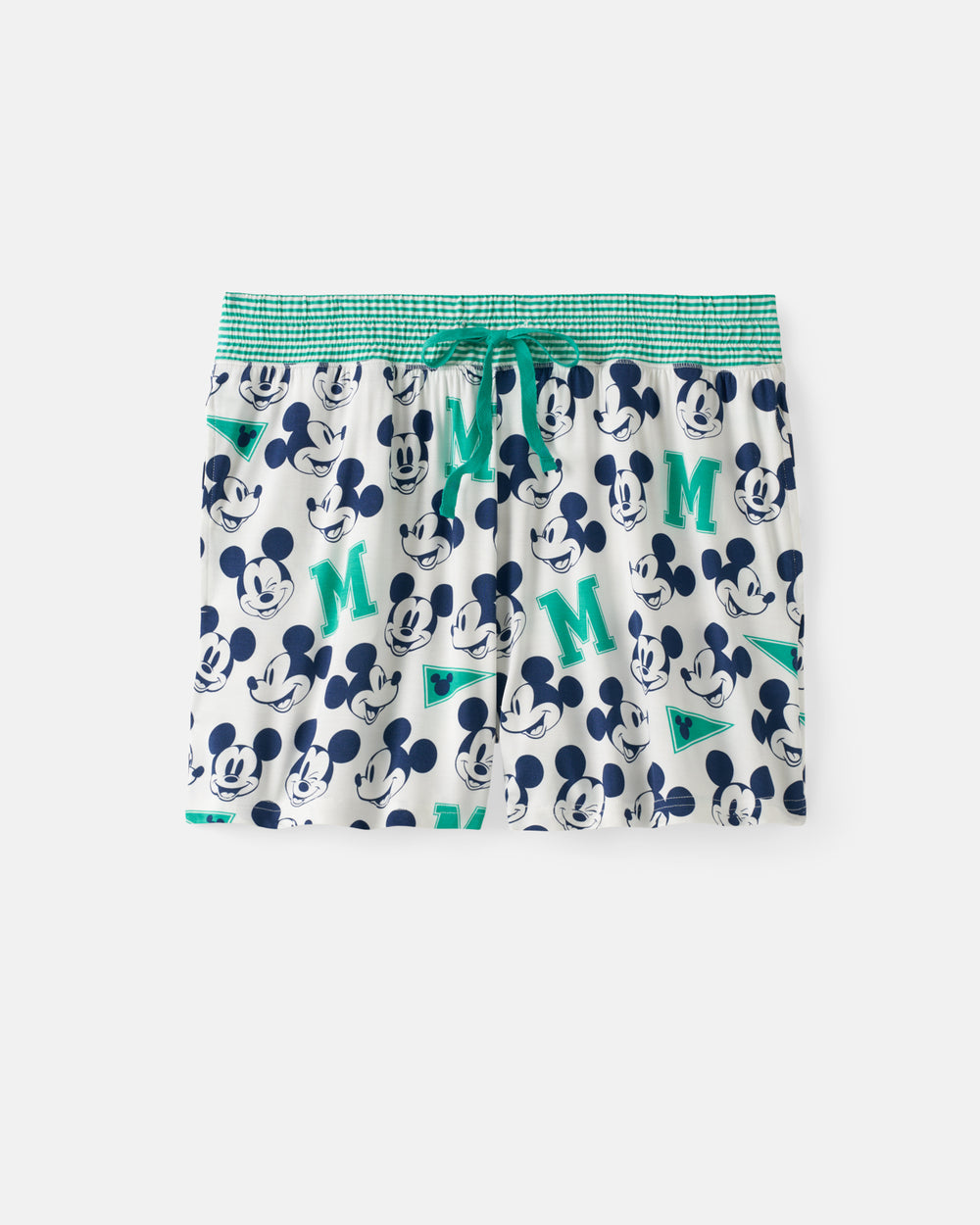 Flat lay of the Disney Varsity Mickey Mouse Women's Pajama Shorts