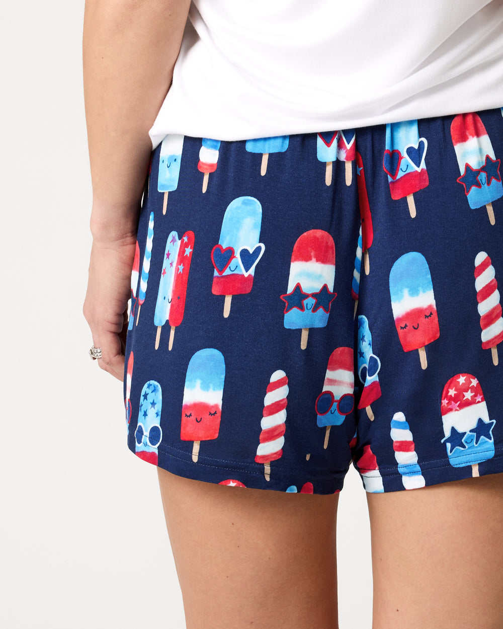 Back view of woman wearing the Sparkle Treats Women's Pajama Shorts