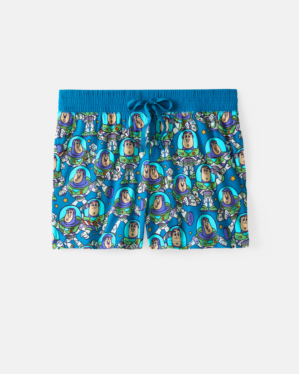 Flat lay of the Disney & Pixar Buzz's Cosmic Crew Women's Pajama Shorts